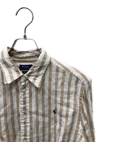 POLO RALPH LAUREN（ポロ・ラルフローレン）POLO RALPH LAUREN (ポロ・ラルフローレン) リネンストライプシャツ ベージュ×ホワイト サイズ:Lの古着・服飾アイテム