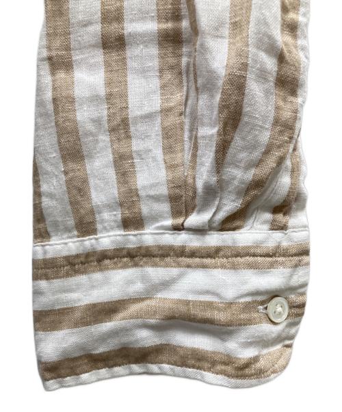 POLO RALPH LAUREN（ポロ・ラルフローレン）POLO RALPH LAUREN (ポロ・ラルフローレン) リネンストライプシャツ ベージュ×ホワイト サイズ:Lの古着・服飾アイテム