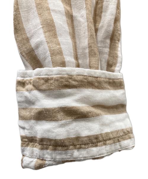 POLO RALPH LAUREN（ポロ・ラルフローレン）POLO RALPH LAUREN (ポロ・ラルフローレン) リネンストライプシャツ ベージュ×ホワイト サイズ:Lの古着・服飾アイテム