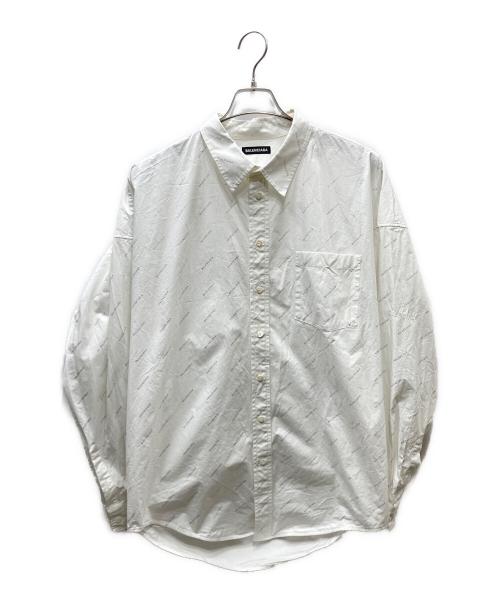 BALENCIAGA（バレンシアガ）BALENCIAGA (バレンシアガ) Logo-printed shirt ロゴプリントシャツ ホワイト サイズ:SIZE 40の古着・服飾アイテム