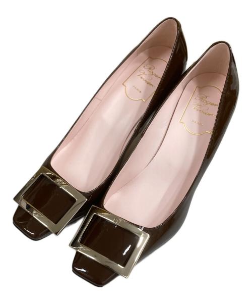 Roger Vivier（ロジェ ヴィヴィエ）Roger Vivier (ロジェ ヴィヴィエ) パテントレザースクエアトゥ パンプス ブラウン サイズ:37 1/2の古着・服飾アイテム