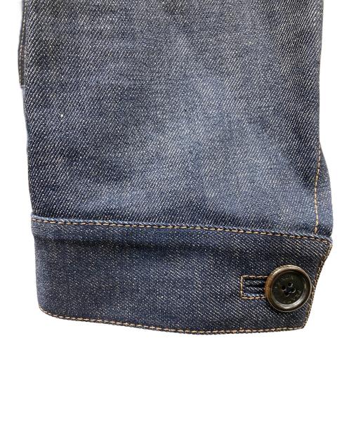 PRADA（プラダ）PRADA (プラダ) レザー切替デニムジャケット ブラウン×インディゴ サイズ:48の古着・服飾アイテム