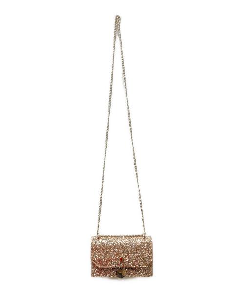 JIMMY CHOO（ジミーチュウ）JIMMY CHOO (ジミーチュウ) FINLEY グリッター チェーンショルダーバッグ バレットピンク サイズ:表記無しの古着・服飾アイテム
