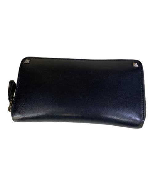 VALENTINO（ヴァレンティノ）VALENTINO (ヴァレンティノ) ロックスタッズ ラウンドファスナー 長財布 ブラックの古着・服飾アイテム