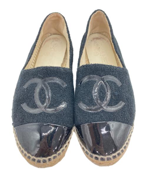 CHANEL（シャネル）CHANEL (シャネル) エスパドリーユ スリッポン ブラック サイズ:36の古着・服飾アイテム