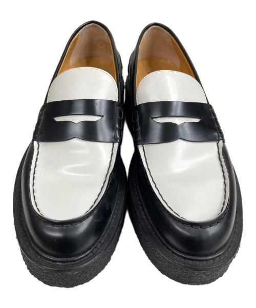 TOD'S（トッズ）TOD'S (トッズ) ラバーソール バイカラー コインローファー ブラック×ホワイト サイズ:SIZE 38の古着・服飾アイテム