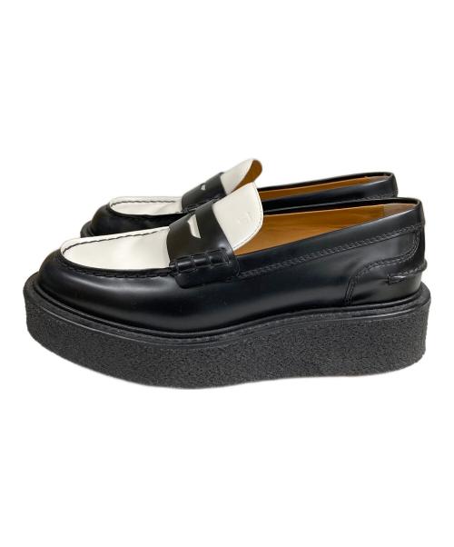 TOD'S（トッズ）TOD'S (トッズ) ラバーソール バイカラー コインローファー ブラック×ホワイト サイズ:SIZE 38の古着・服飾アイテム