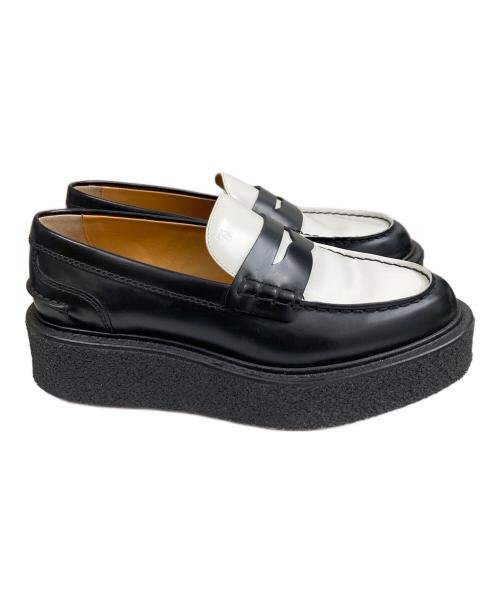 TOD'S（トッズ）TOD'S (トッズ) ラバーソール バイカラー コインローファー ブラック×ホワイト サイズ:SIZE 38の古着・服飾アイテム