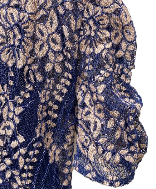 Kaene（カエン）Kaene (カエン) 配色レースエプロンワンピース ベージュ×ネイビー サイズ:SIZE 38の古着・服飾アイテム