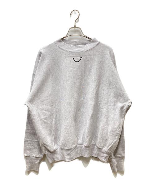 READYMADE（レディメイド）READYMADE (レディメイド) M-NECK SWT SMILE モックネック スウェット スマイル グレー サイズ:XLの古着・服飾アイテム