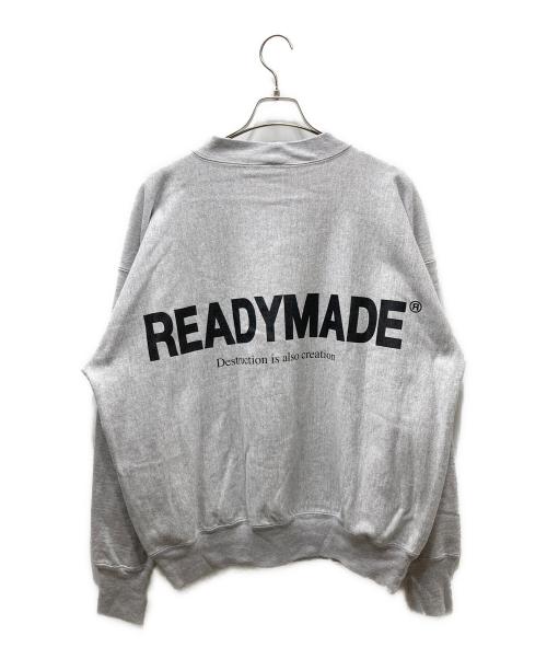 READYMADE（レディメイド）READYMADE (レディメイド) M-NECK SWT SMILE モックネック スウェット スマイル グレー サイズ:XLの古着・服飾アイテム