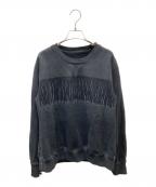 MM6 Maison Margielaエムエムシックスメゾンマルジェラ）の古着「レザーフリンジスウェット」｜ブラック
