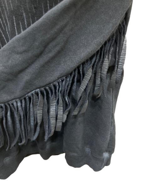 MM6 Maison Margiela（エムエムシックスメゾンマルジェラ）MM6 Maison Margiela (エムエムシックスメゾンマルジェラ) レザーフリンジスウェット ブラック サイズ:Sの古着・服飾アイテム