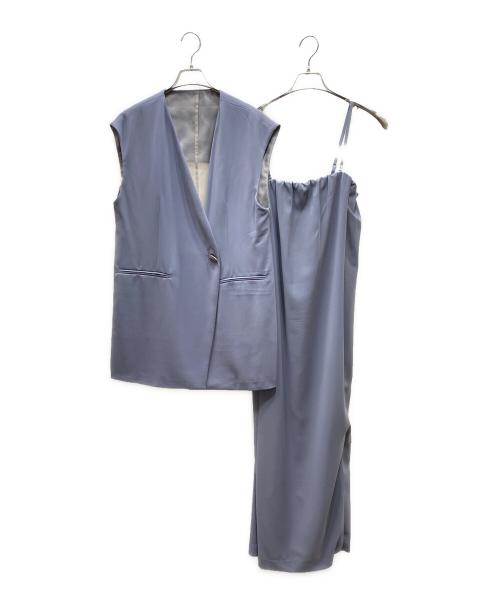 ANDRESD（アンドレスド）ANDRESD (アンドレスド) back sheer gilet set up dress セットアップワンピース ブルー サイズ:SIZE Lの古着・服飾アイテム