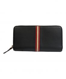 BALLY（バリー）の古着「ラウンドジップ 長財布」｜ネイビー×レッド