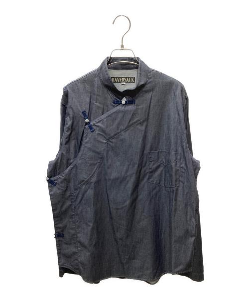 HAVERSACK（ハバーサック）HAVERSACK (ハバーサック) バンドカラー変形シャツ インディゴ サイズ:Lの古着・服飾アイテム