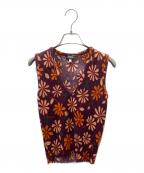 D&G DOLCE & GABBANAディーアンドジー ドルチェ＆ガッバーナ）の古着「アーカイブ レトロ フラワー ニットベスト」｜パープル×オレンジ