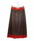 nude vintage journal standardヌードヴィンテージ ジャーナルスタンダード）の古着「巻きスカート」｜ブラウン×レッド