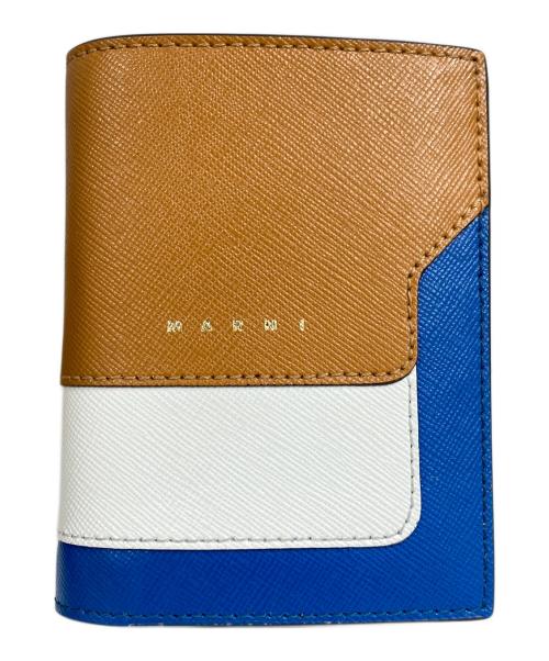 MARNI（マルニ）MARNI (マルニ) 2つ折り財布 ブラウン×ブルーの古着・服飾アイテム