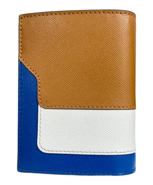 MARNI（マルニ）MARNI (マルニ) 2つ折り財布 ブラウン×ブルーの古着・服飾アイテム