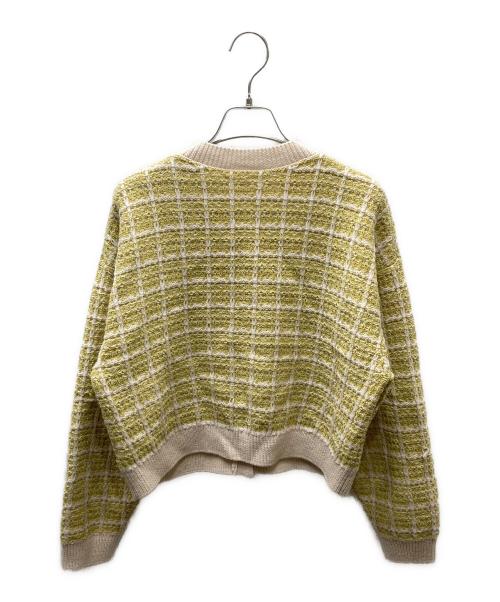 Diagram（ダイアグラム）Diagram (ダイアグラム) ツイードデザイン 金釦ニットカーディガン イエロー×アイボリー サイズ:Freeの古着・服飾アイテム