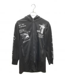 SWITCHBLADE（スイッチブレード）の古着「GRAPHICS LONG PARKA / BLACK  ジップパーカー」｜ブラック