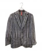 ernestoエルネスト）の古着「GFB リネンナイロン ストライプ 2B テーラードジャケット」｜グレー×ネイビー