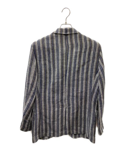 ernesto（エルネスト）ernesto (エルネスト) GFB リネンナイロン ストライプ 2B テーラードジャケット グレー×ネイビー サイズ:SIZE 48の古着・服飾アイテム