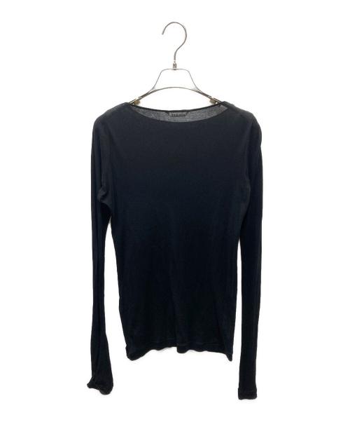 AURALEE（オーラリー）AURALEE (オーラリー) SUPER HIGH GAUGE SHEER RIB BOAT NECK L/S TEE/長袖カットソー ブラック サイズ:1の古着・服飾アイテム