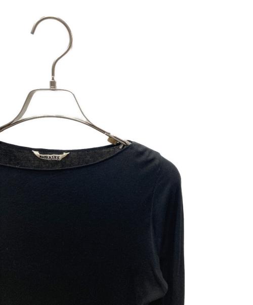 AURALEE（オーラリー）AURALEE (オーラリー) SUPER HIGH GAUGE SHEER RIB BOAT NECK L/S TEE/長袖カットソー ブラック サイズ:1の古着・服飾アイテム