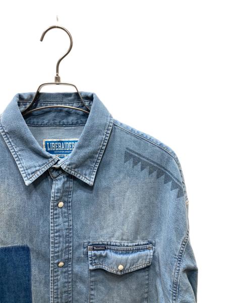 Liberaiders（リベレイダース）Liberaiders (リベレイダース) TRIBAL DENIM SHIRT BLUE デニムシャツ ブルー サイズ:SIZE XLの古着・服飾アイテム