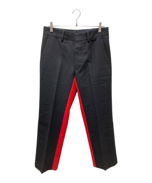 PRADA（プラダ）PRADA (プラダ) レッドライン ウールスラックス ブラック×レッド サイズ:SIZE 48の古着・服飾アイテム