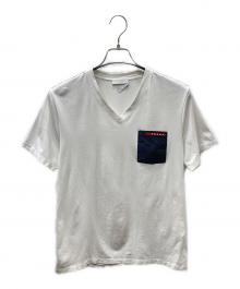 PRADA（プラダ）の古着「VネックポケットTシャツ」｜ホワイト
