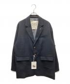 FUDGE×UMIファッジ×）の古着「2Way Ruffled Sleeve Jacket ラッフルスリーブブレザー」｜ネイビー