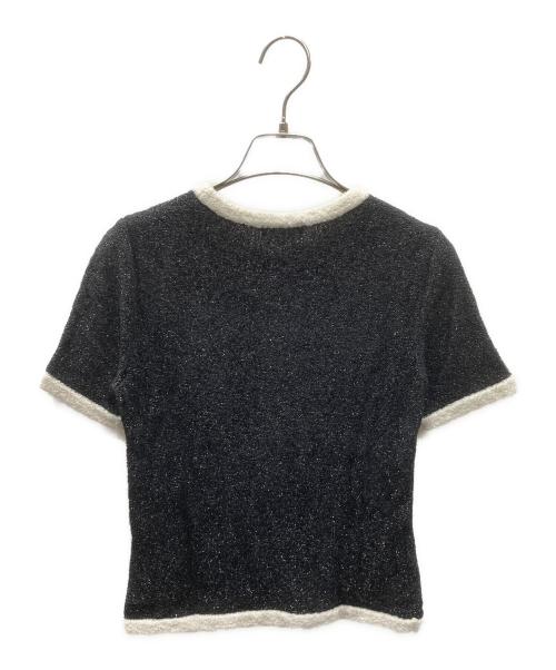 courreges（クレージュ）courreges (クレージュ) OLD ロゴ半袖ニット ブラック サイズ:9Rの古着・服飾アイテム