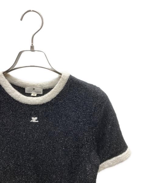 courreges（クレージュ）courreges (クレージュ) OLD ロゴ半袖ニット ブラック サイズ:9Rの古着・服飾アイテム