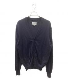 Maison Margiela（メゾンマルジェラ）の古着「エルボーパッチニットカーディガン」｜ネイビー