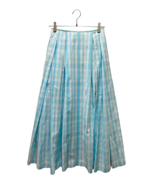 DRAWER（ドゥロワー）Drawer (ドゥロワー) コットン チェックロングスカート ホワイト×ブルー サイズ:SIZE 36の古着・服飾アイテム