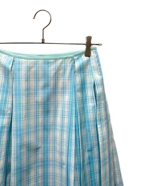 DRAWER（ドゥロワー）Drawer (ドゥロワー) コットン チェックロングスカート ホワイト×ブルー サイズ:SIZE 36の古着・服飾アイテム