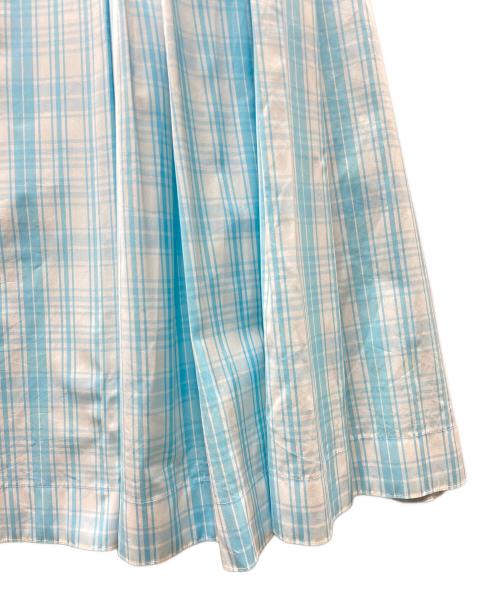 DRAWER（ドゥロワー）Drawer (ドゥロワー) コットン チェックロングスカート ホワイト×ブルー サイズ:SIZE 36の古着・服飾アイテム