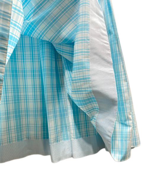 DRAWER（ドゥロワー）Drawer (ドゥロワー) コットン チェックロングスカート ホワイト×ブルー サイズ:SIZE 36の古着・服飾アイテム