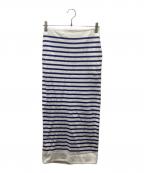 MADISON BLUEマディソンブルー）の古着「BORDER KNIT TIGHT LONG SKIRT/ロングスカート」｜ホワイト×ブルー