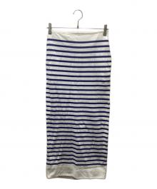 MADISON BLUE（マディソンブルー）の古着「BORDER KNIT TIGHT LONG SKIRT/ロングスカート」｜ホワイト×ブルー