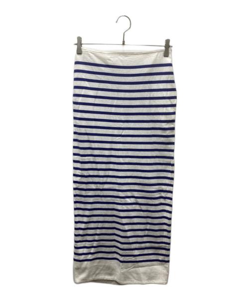 MADISON BLUE（マディソンブルー）MADISON BLUE (マディソンブルー) BORDER KNIT TIGHT LONG SKIRT/ロングスカート ホワイト×ブルー サイズ:Sの古着・服飾アイテム