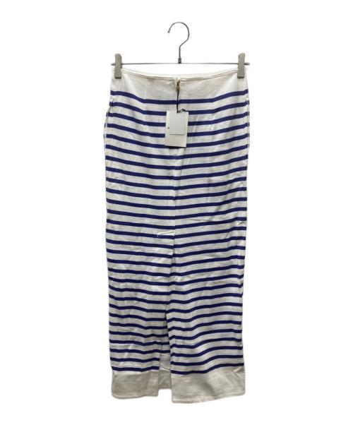 MADISON BLUE（マディソンブルー）MADISON BLUE (マディソンブルー) BORDER KNIT TIGHT LONG SKIRT/ロングスカート ホワイト×ブルー サイズ:Sの古着・服飾アイテム