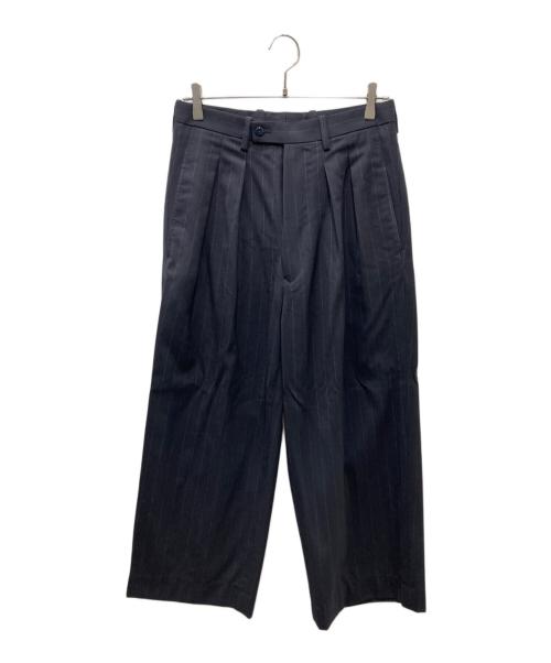 m's braque（エムズブラック）M'S BRAQUE (エムズブラック) チョークストライプスラックス ネイビー サイズ:36の古着・服飾アイテム