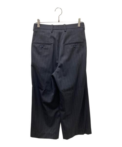 m's braque（エムズブラック）M'S BRAQUE (エムズブラック) チョークストライプスラックス ネイビー サイズ:36の古着・服飾アイテム