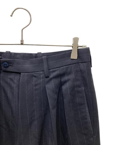 m's braque（エムズブラック）M'S BRAQUE (エムズブラック) チョークストライプスラックス ネイビー サイズ:36の古着・服飾アイテム