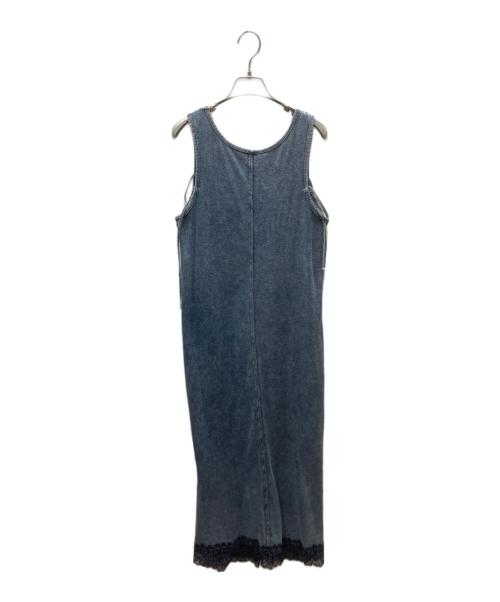Ameri（アメリ）AMERI (アメリ) MEDI 2WAY DENIM LIKE LACE DOCKING DRESS デニムレースワンピース ブルー サイズ:Sの古着・服飾アイテム