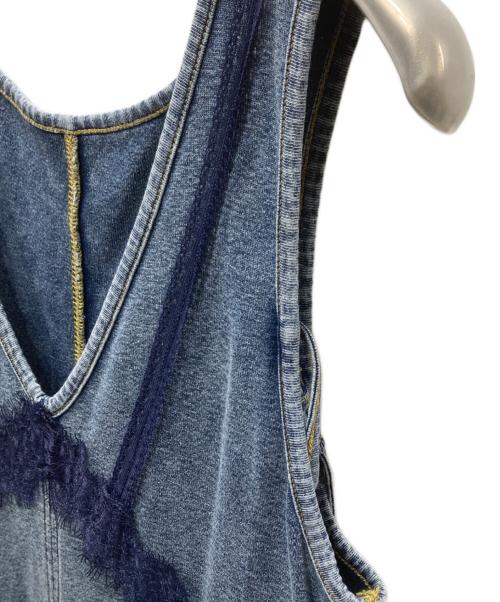 Ameri（アメリ）AMERI (アメリ) MEDI 2WAY DENIM LIKE LACE DOCKING DRESS デニムレースワンピース ブルー サイズ:Sの古着・服飾アイテム